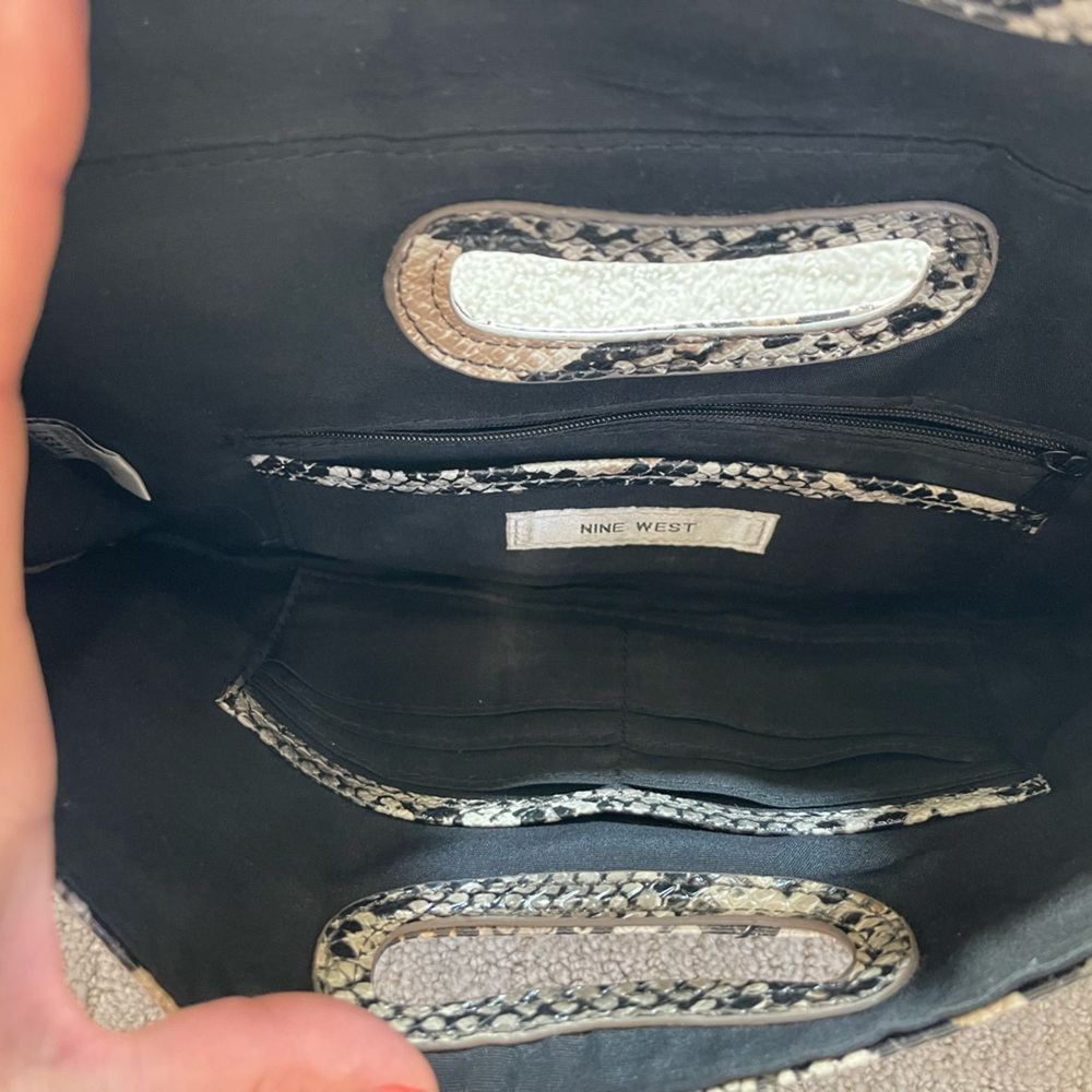 Nine West Python Snake Skin Envelope Clutch Handb… - image 4